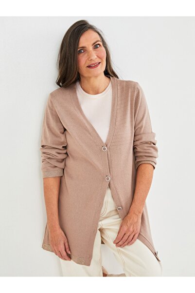 LC Waikiki Γυναικεία πλεκτή ζακέτα με μακρυμάνικο λαιμόκοψη