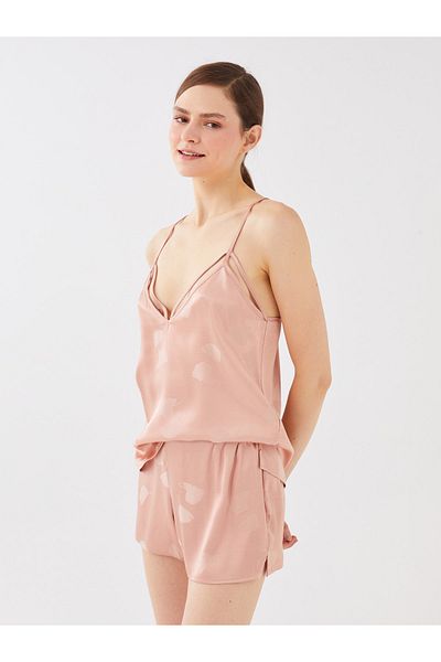 LC Waikiki Gemusterte Pyjamahose aus Satin für Damen mit elastischem Bund