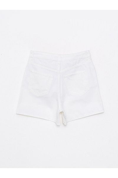 LC Waikiki Gerade geschnittene Jeansshorts für Damen mit hoher Taille und Standardpassform