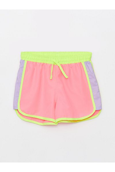 LC Waikiki Color Blocked Girls' Swim Shorts with Elastic Waistband