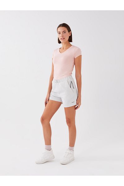 LC Waikiki Reflektierende bedruckte Damen-Shorts mit elastischem Bund