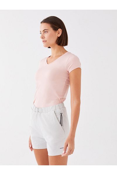 LC Waikiki Reflektierende bedruckte Damen-Shorts mit elastischem Bund