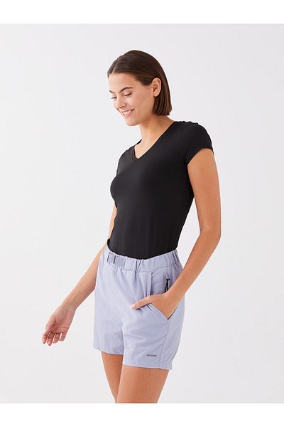 LC Waikiki Reflektierende bedruckte Damen-Shorts mit elastischem Bund