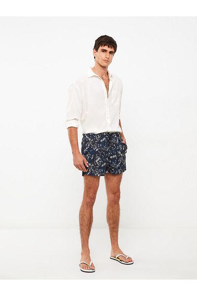 LC Waikiki Gemusterte Herren-Badeshorts in kurzer Länge