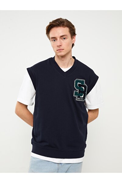 LC Waikiki V Yaka Kolsuz Baskılı Erkek Sweatshirt