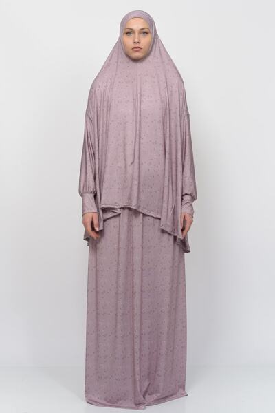 Altobeh Πρακτικό φόρεμα προσευχής Hijab Lycra με μανίκια νυχτερίδας με στάμπα λουλουδιών 992-0211