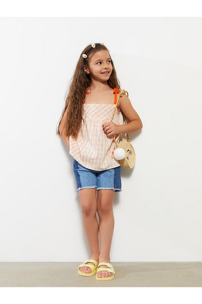 LC Waikiki Color Blocked Girl's Jean Shorts