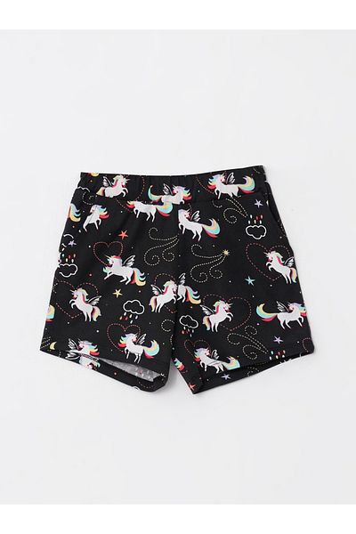 LC Waikiki Patterned Girl's Shorts with Elastic Waist