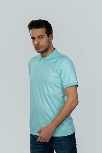 Moda Işık Polo ovratnik, menta boja, majica sa saćastim uzorkom Sa deznom