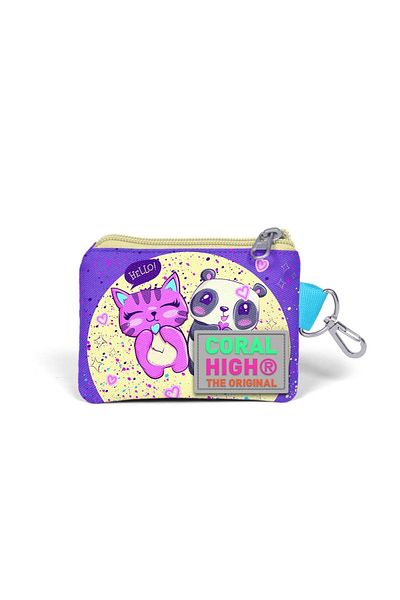 Coral High Kids Purple Pink Anime Girl Patterned Coin Purse 21835