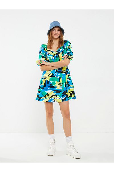 LC Waikiki Rochie de damă din bumbac cu model cu guler de inimă