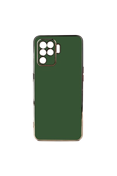 Rivor Oppo Reno 5 Lite Uyumlu Kılıf Parlak Kenarlı Altın Işlemeli Kamera Koru...