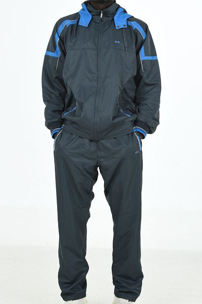 Enrico Ferry Anthracite Men's Half Turtleneck Hooded Marathon Large Size Tracksuit Edy2391a