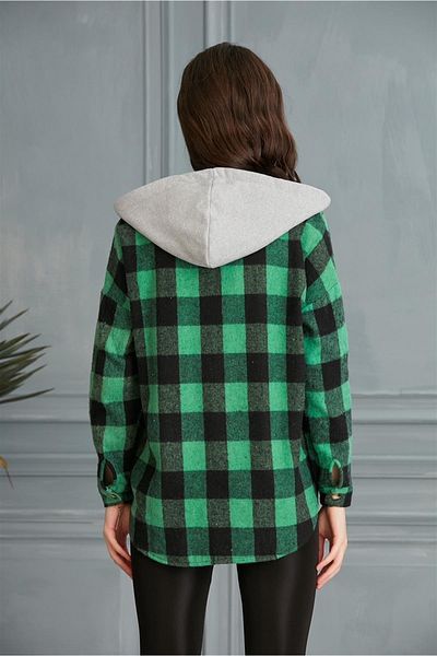 Pikka Online Cămașă jachetă oversize Lumberjack verde multicoloră pentru femei