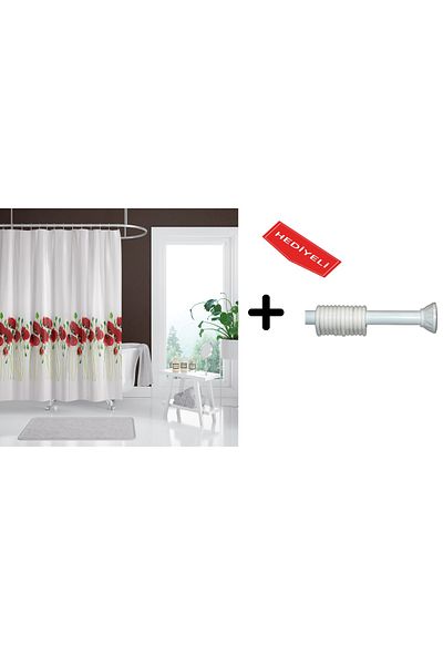 Zethome Κουρτίνα μπάνιου 7081 120x200 Κρεμάστρα κουρτινών 90x130 Δώρο