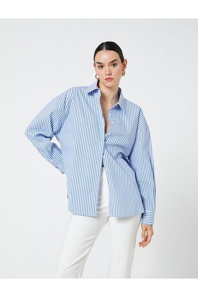 Koton Hemd - Blau - Oversized