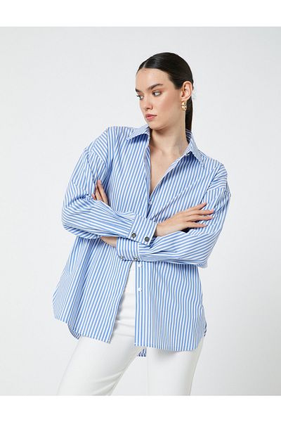 Koton Hemd - Blau - Oversized