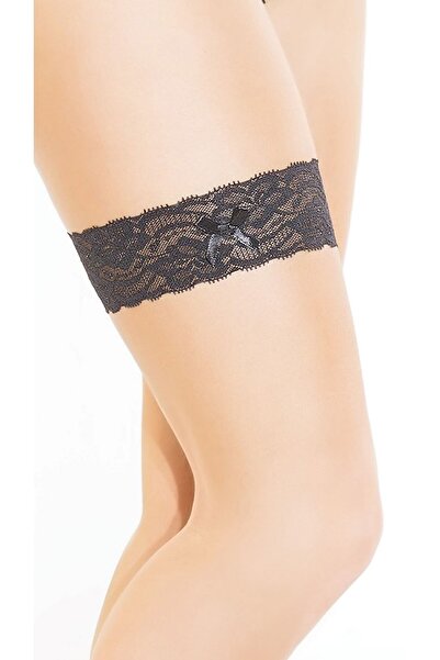 Secret Passion Lingerie Fiyonk Detaylı Jartiyer Görünümlü Bir Adet Siyah Dantel Aksesuar Bacak Bandı 1061
