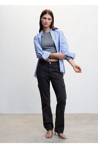 MANGO Woman Cargo Jean Pants with Pockets