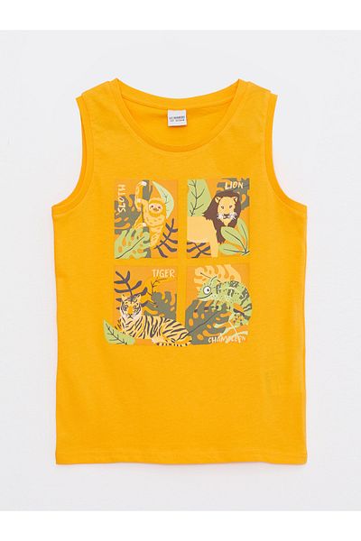 LC Waikiki Crew Neck Printed Cotton Boys Undershirt