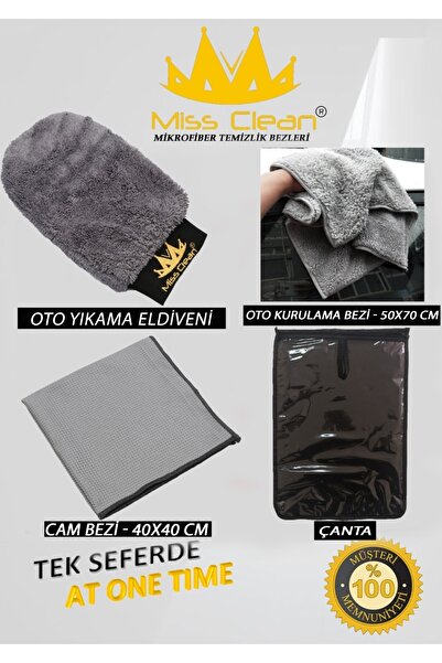 MissClean Mikrofiber Profesyonel Oto Bakım Seti Bez Taşıma Çantası Hediyeli
