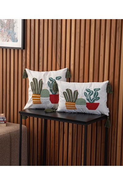 SWITA Home Design Husă de pernă cu combinație dublă cu poanson brodate (panch)
