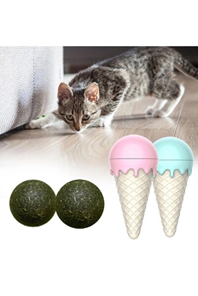 Dream Plus Ice Cream-Shaped Catnip Edible Catnip Herb Play Ball Toy Cat Lick Ball
