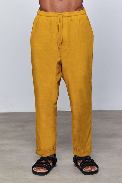 Dear Deer Mustard Linen Oversize Trousers