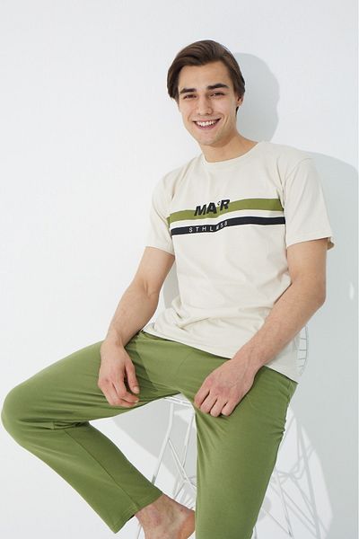 Ayans Pijama Σετ ανδρικών πιτζάμες 100% βαμβακερές χτενισμένες τσέπες