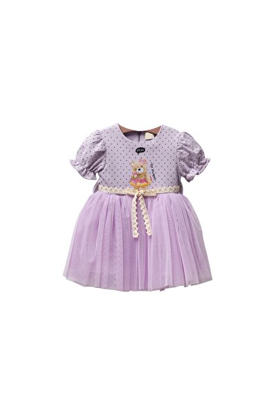 Buqete فستان بناتي مطبوع عليه دب من MOES 6/18 شهرًا