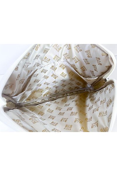 BBACK حقيبة كمبيوتر محمول / حقيبة مبطنة من الجلد الصناعي الأبعاد الداخلية: 24.5 × 34.5 سم كريمي أبيض