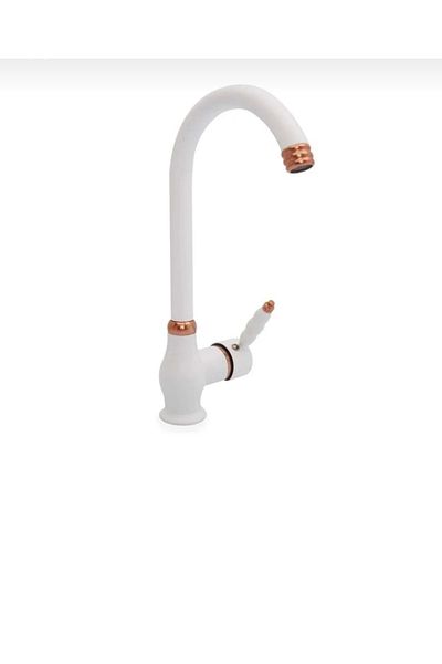 İSAOĞLU YAPI Copper White Kitchen Faucet Korto White Sink Faucet Bronze Kitchen Faucet