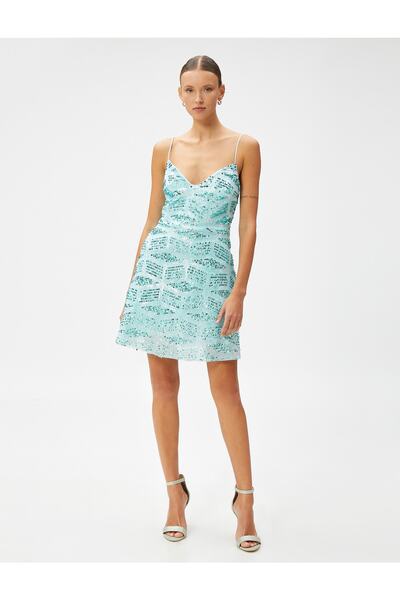 Koton Βραδινό φόρεμα με παγιέτες με μίνι τιράντες