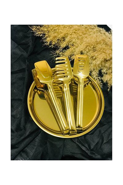 BRONDOFF 3 Piece Gold Titanium Tongs Set