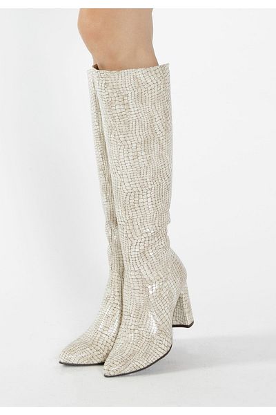 Felipa Leder Stiefel v Schlangen-Optik