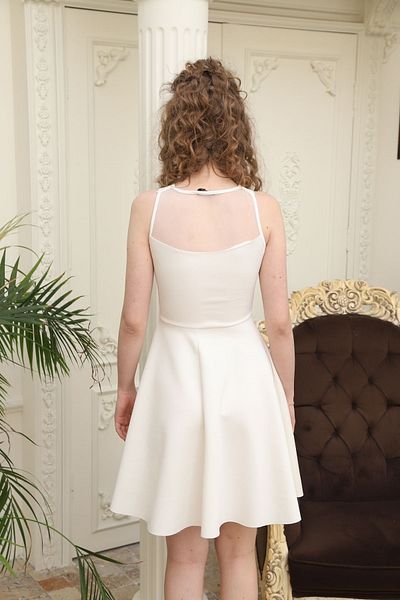 bayansepeti Tesatura Scuba Flexibila Transparenta Detaliata Rochie Alba de Seara Rochie alba de absolvire 2222
