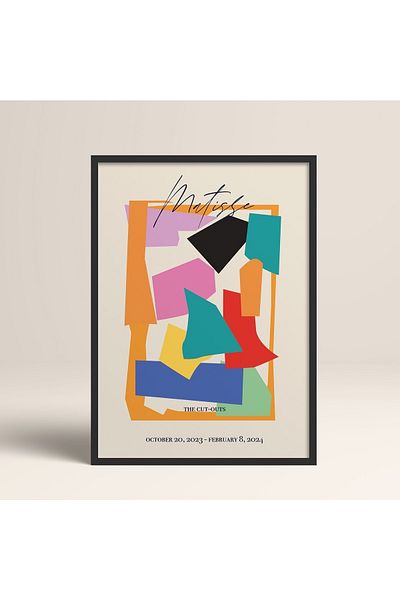 HOMEPACK Pictură cu rame din lemn negru Poster înrămat Decor de perete modern artistic (ABSTRACT100-BLACK-40X60)