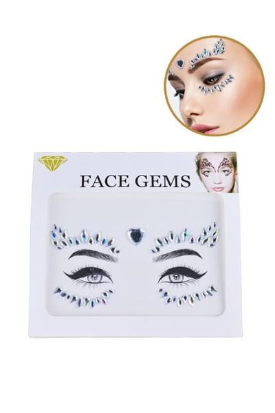 MUJGAN Kendinden Yapışkanlı Yüz Taşı Elmas Ve Kalp Model