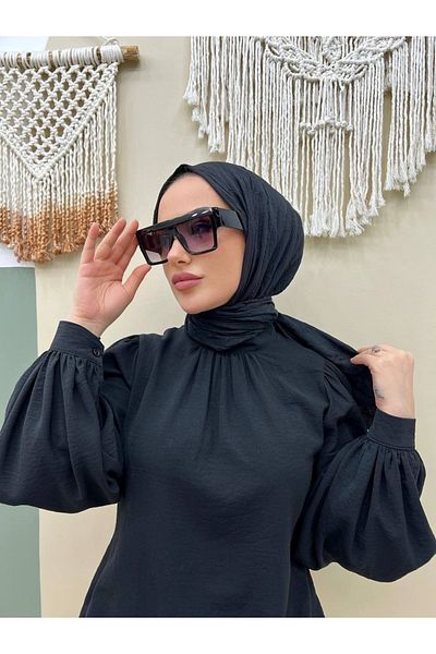 useev شال بامبو كراش اسود 90*190
