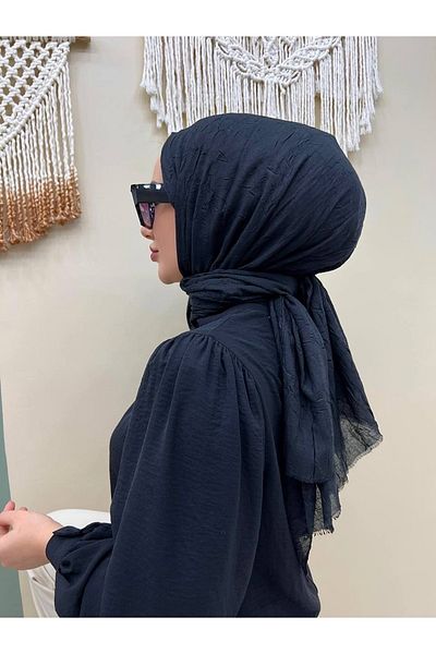 useev شال بامبو كراش اسود 90*190