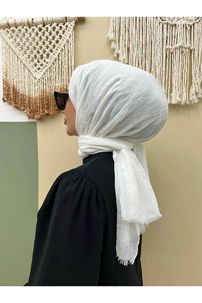 useev Bamboo Kraş Shawl White 90*190