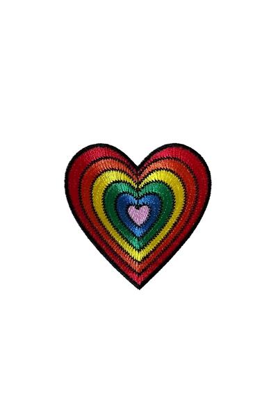 X-SHOP Gökkuşağı Kalp Rainbow Heart Patches Arma Peç Kot Yaması