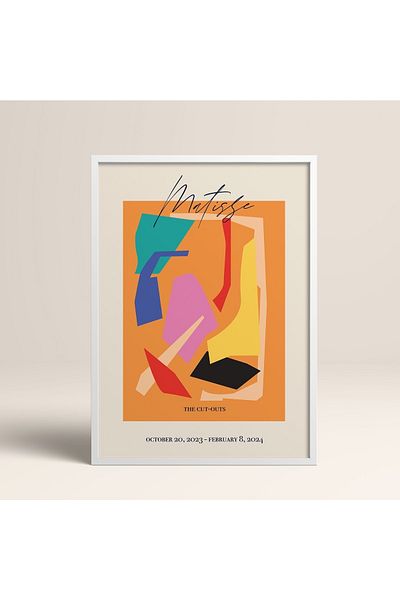 HOMEPACK Tablou cu rame din lemn alb Poster cu rame Decor artistic modern de perete (ABSTRACT103-WHITE-30X40)