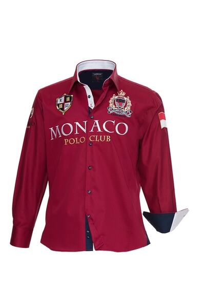 Monaco Model Bordo Nakışlı Gömlek