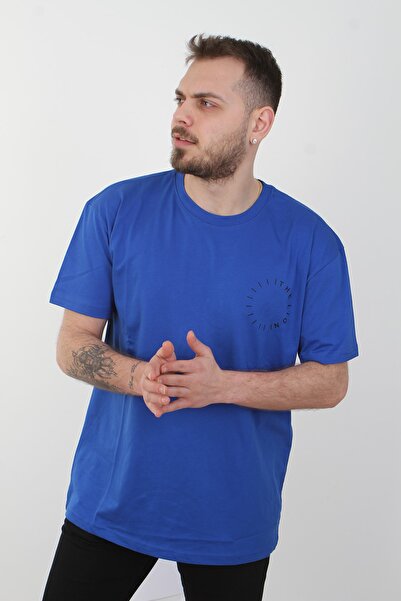 EMKA GİYİM Oversize kroj Prednja i zadnja strana Lav otisnut 100% pamuk T-shirt