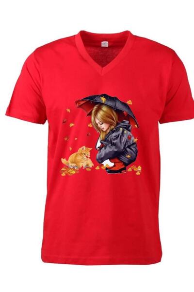 LADİJİTAL BASKI ÇÖZÜMLERİ Šareni V-izrez Digital Štampano T-shirt