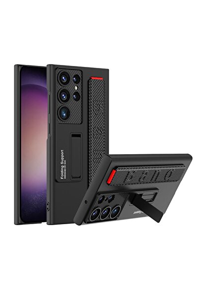 Rivor Samsung Galaxy S23 Ultra Uyumlu Kılıf Kamera Korumalı Standlı El Tutaca...