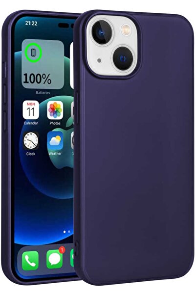 Case 4U Iphone 14 Plus Kılıf Klasik Mat Renkli Yumuşak Premier Silikon Lacivert