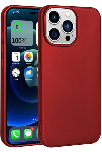 Case 4U Iphone 14 Pro Kılıf Klasik Mat Renkli Yumuşak Premier Silikon Kırmızı