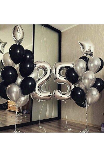 MFM مجموعة بالونات من رقائق الفضة بحجم 25 عامًا للحفلات